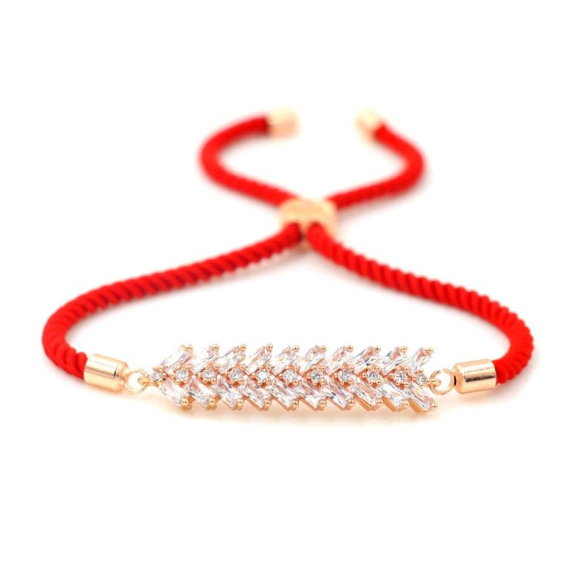 

Women Plant Wheat Ears Charm Bracelet Pave Micro Inlay Zircon Red Thread Rope Lucky Rose Gold Bracelets Adjustable Girl Jewelry