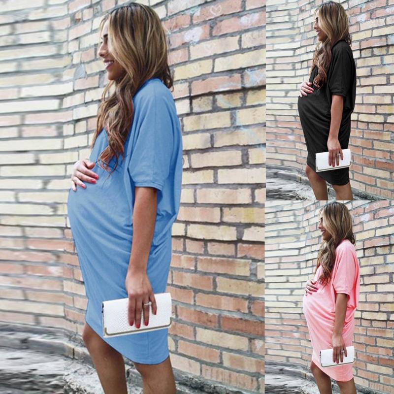 

Fashion Maternity Dresses Women Summer Plus Size Dress Casual Short Sleeve Loose Maternity Dress Robe De Grossesse 2020 @471, Black