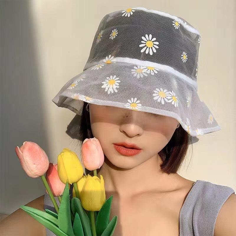 

Daisies Embroidered Bucket Hat Women Transparent Panama Women Lace Flower Bucket Hat Kapelusz Rybacki Sombrero Margaritas