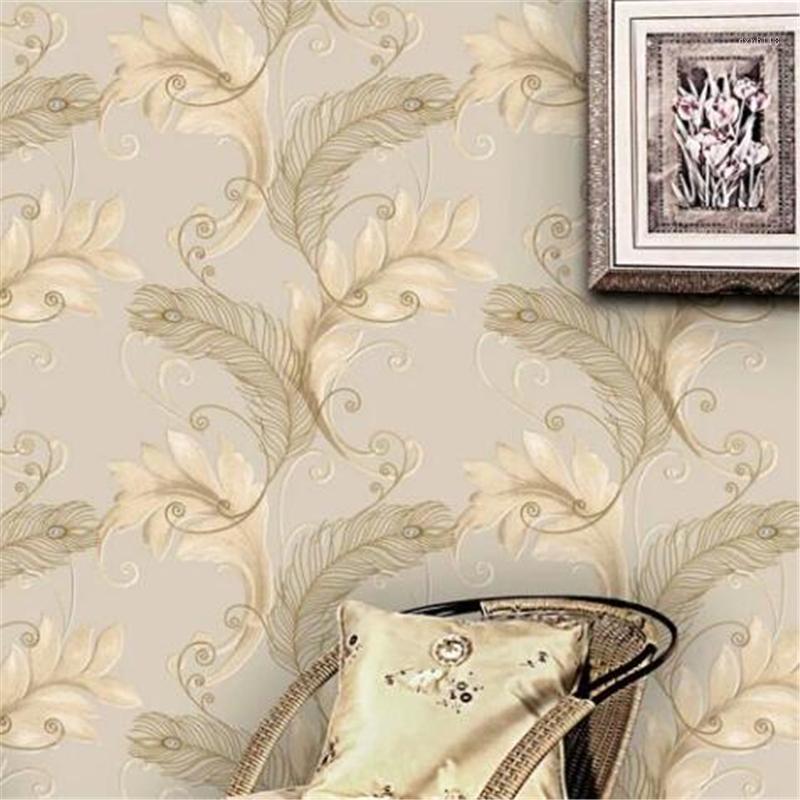 

WELLYU Deep embossed wallpaper European diamond bedroom Living room background Wall Peacock feather wallpaper Papel de parede1, 081306