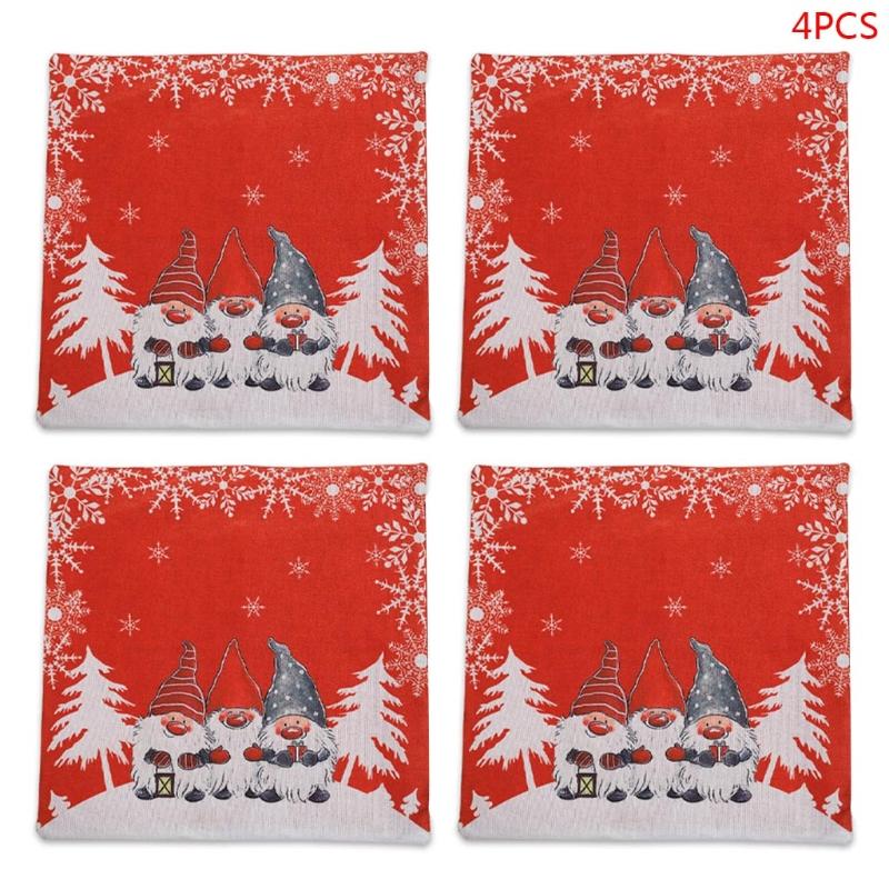 

4x Christmas Decoration Gnome Swedish Tomte Pillow Case Throw Sofa Cushion Cover GXMA