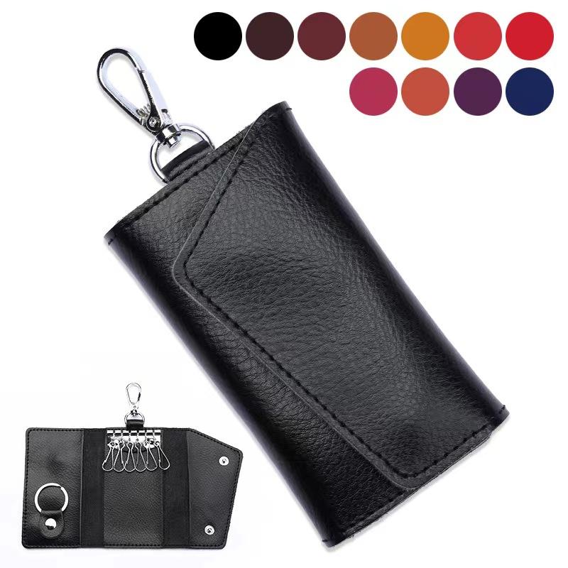 

Keychains Genuine Leather Keychain Men Women Key Holder Organizer Pouch Cow Split Car Wallet Housekeeper Case Mini Card Bag
