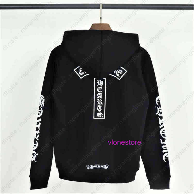 

Top Quality Chrome Men Women Heart Coupletop Coat Printing Plush Zipper Hoodie Menfashion Ins Hip Hop Style Dxjtj, Black