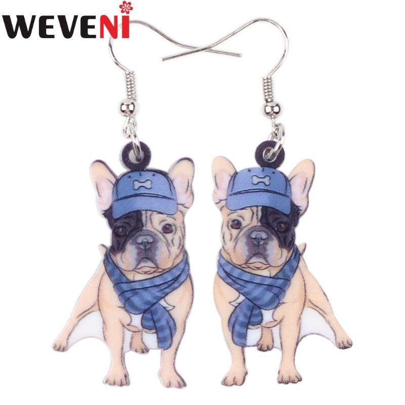 

WEVENI Acrylic Printing Drop Dangle Cute Pug Dog Long Earrings For Women Bijoux Trendy Animal Jewelry Pet Lover Wholesale