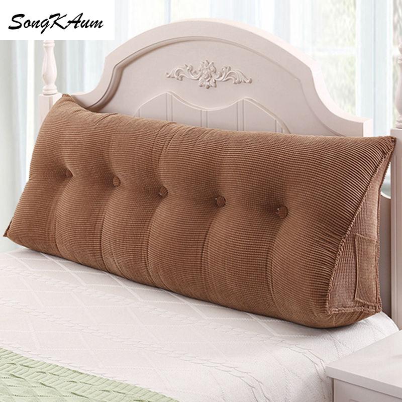 

SongKAum Corduroy long Bedside pillows with filling Washable Solid color pillow Single double home cushion Tatami For Sleeping