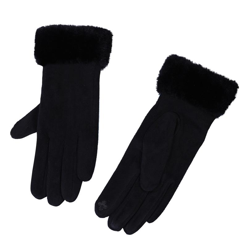 

Pure Color Fleece Thick Suede Woman Gloves Index Finger T-ouch Screen Full Finger Gloves Elegant Guantes Invierno Mujer #YJ