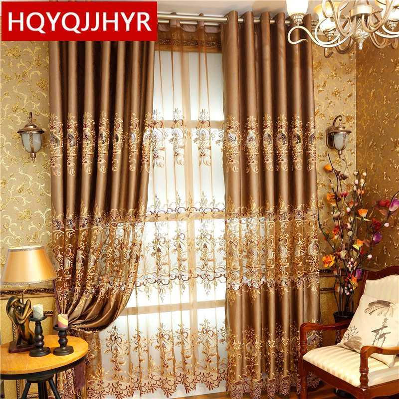

2020 New European luxury chenille embroidery shade Living room Floor Curtains luxury villa decoration Bedroom Curtains1, Tulle