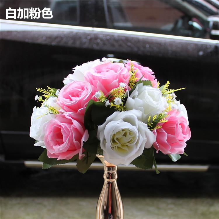 

DHL 15 Head Road led Flowers Wedding Fabric&Plastic Simulation Rose Road Lead Party Centerpiece Flores Home Decoration, Beige