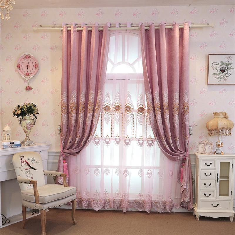 

Window Curtain Living Room Pink Hot Embroidered Fabric Luxury Curtains curtains for living room, bedroom, dining room