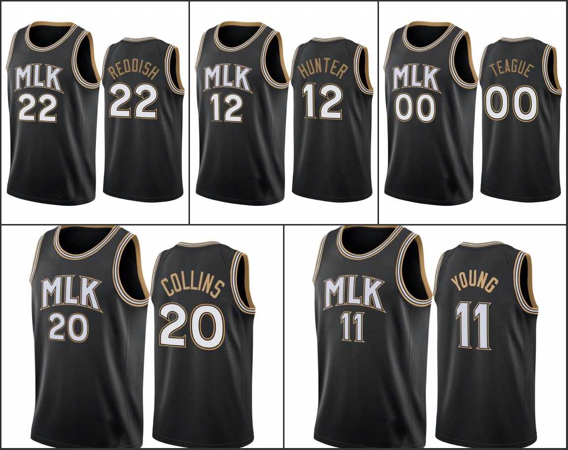 

Atlanta Hawks Men Cam Reddish Jeff Teague Trae Young De'andre Hunter 2020-21 Reddish MLK City honor Dr. King Jersey