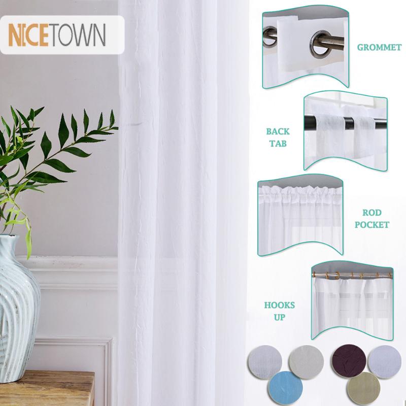 

NICETOWN 1 Piece Transparent Crinkled Voile sheer Curtain Window Treatment Soft Sheer Drape for Living Room Kids Bedroom, Beige