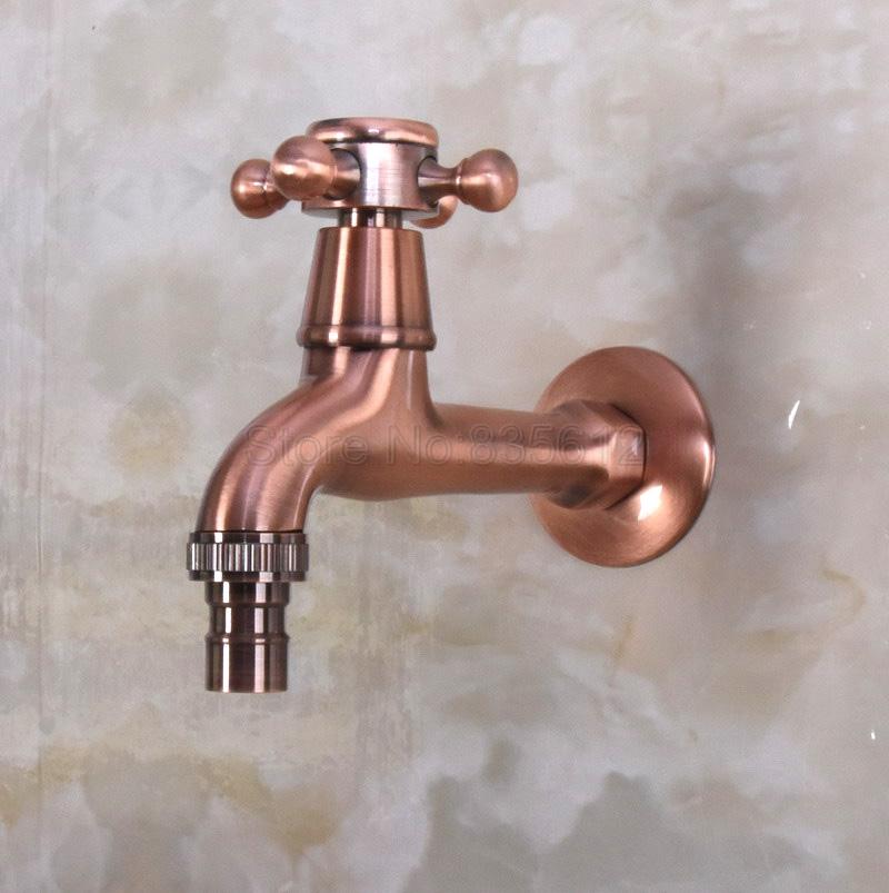 

Antique Red Copper Cross Handle Wall Mounted Washing Machine Taps Faucet Wav303