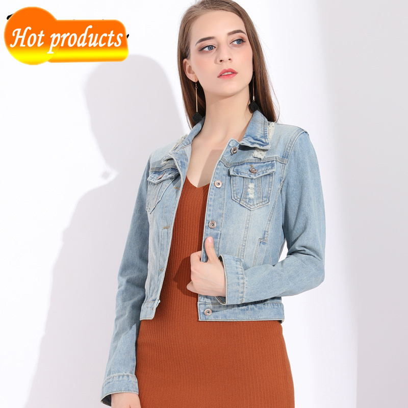 

Thin woman jean plus size 5xl denim torn vintage woman' coat female jeans turn-down collar women' jackets SBWN, Blue