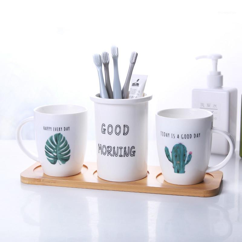 

NEWYEARNEW Nordic plant Mouthwash Cup Tumbler Tooth Mug Washing Single or Bathroom Set Lover Cuper Gift1
