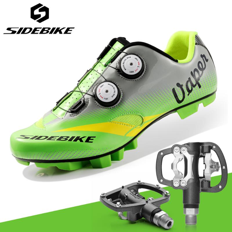 

2021 Sidebike mtb shoes men Green bike shoes cycling bicycle sneakers women professional self-locking breathable outdoor, Gray pedal