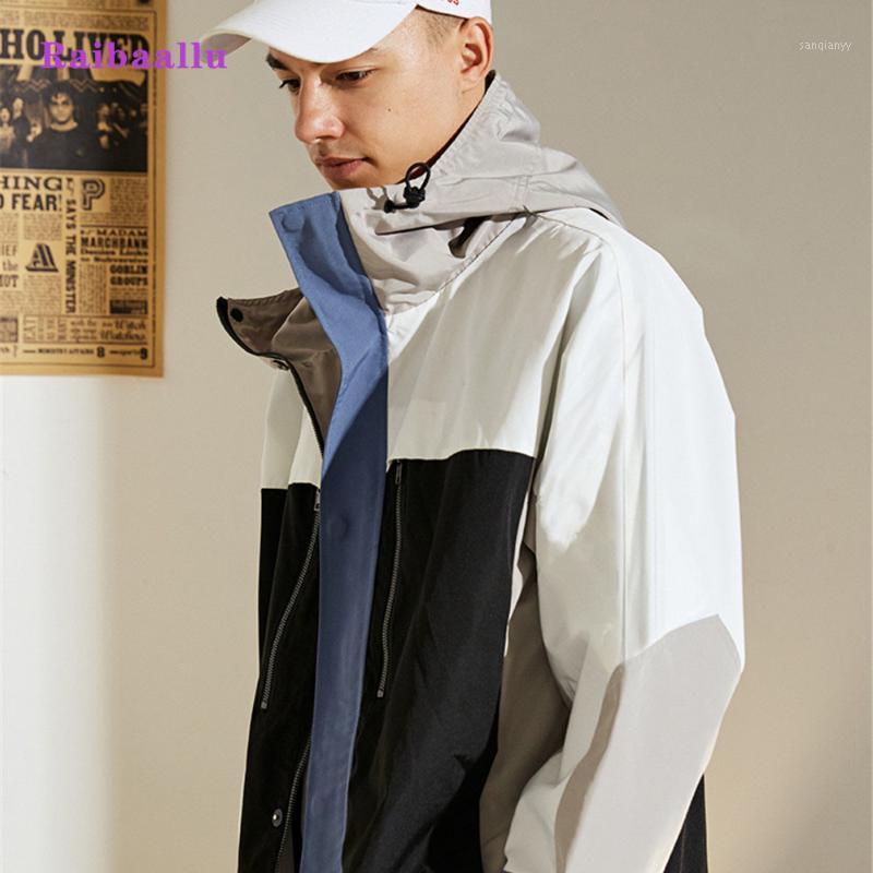 

Raibaallu New Fashion 2020 Jacket Hooded Coat for Men Autumn Zipper Jacket Contrast Color Casual MEN'S outwear1, As pic