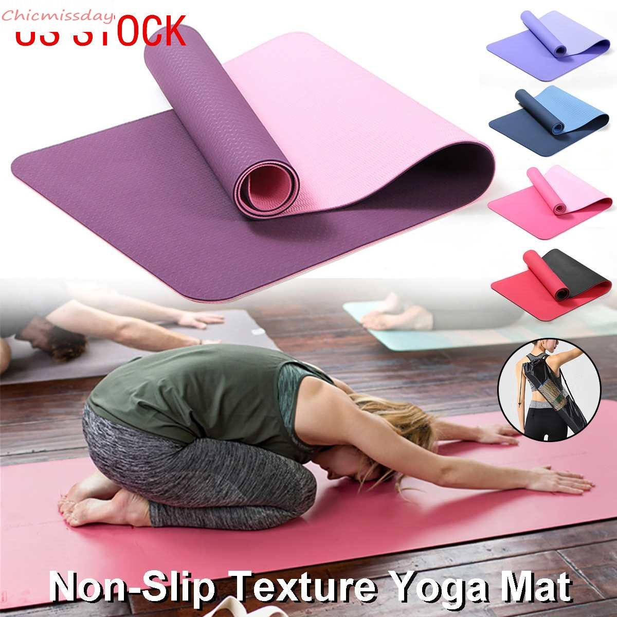 

US STOCK 10mm Thick Yoga Mats Beginner Yoga Sports Exercises Outdoor Indoor Gym Room Fitness Mats Kids Dance Mats With Carring Bag FY6170