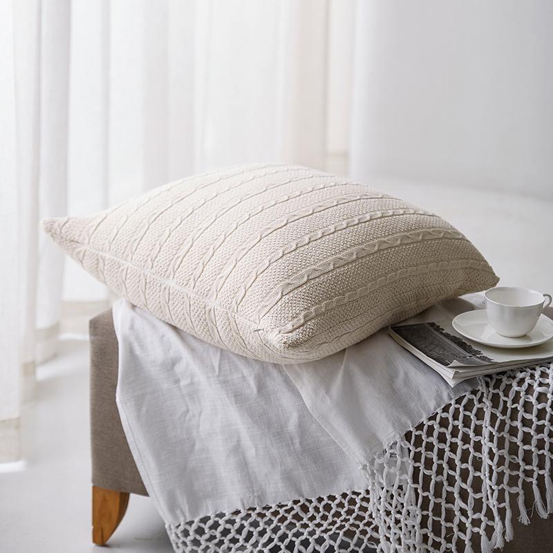 

Solid Color Sofa Cushion Cover Knitted Pillowcase Home Decoration Soft Pillow Cover Decorative Pillows For Sofa Square 50x50cm, 01