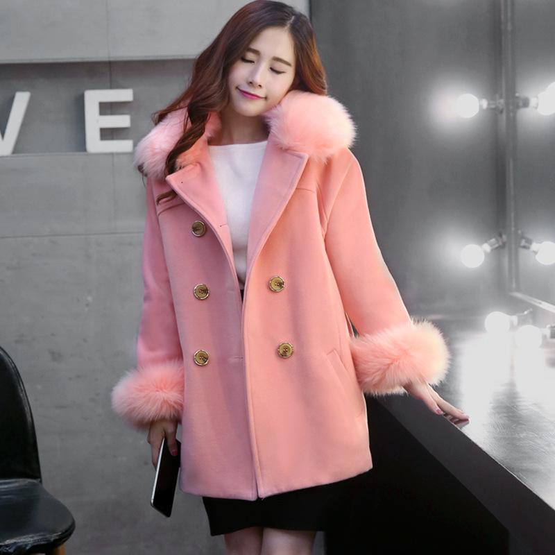 

Office Lady Women Long Wool Blend Coat Wide-waisted Cashmere Jacket Double Breasted Turn-down Collar Ladies Coats, Orange