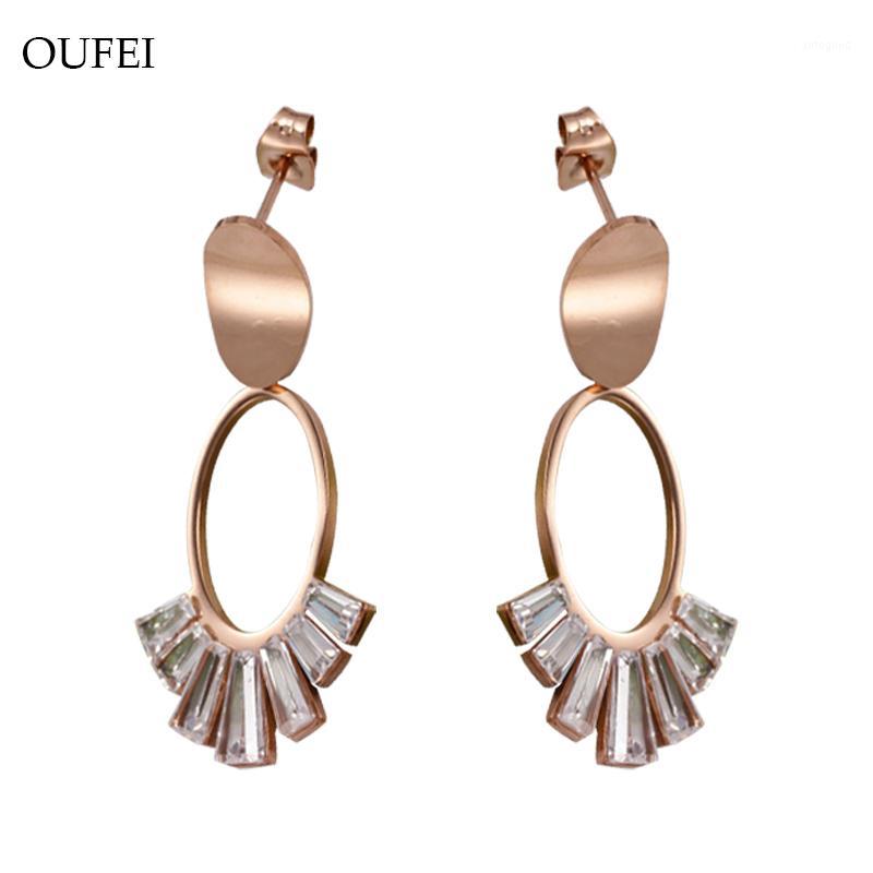 

Hoop & Huggie OUFEI Stainless Steel Earring Wholesale Round Drop Earrings Crystal Rose Gold Jewelry For Women 2021 Fashion Jewelry1