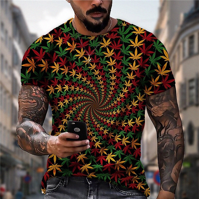 T-shirt Unisexe T-shirt 3D Imprimer Graphic Graphic Impression de Spirale Stripe Feuilles Équipe Daily Daily Holiday Impression à manches courtes