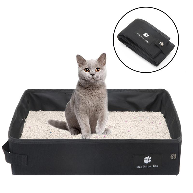 

Collapsible Litter Box Foldable Portable Splash-Proof Pet Cat Litter Pan Oxford Cloth Cat Box For Traveling Car Outdoor