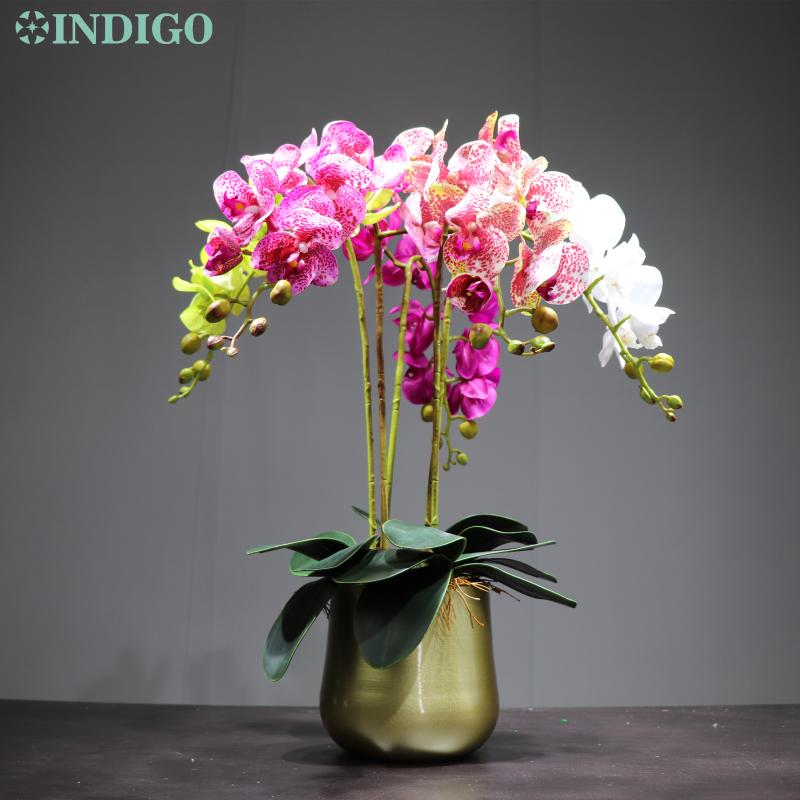 

INDIGO- Phalaenopsis Butterfly Orchids Real Touch Artificial Flower Wedding Office Shopwindow Floral Party Interior Trim, 1 stem white