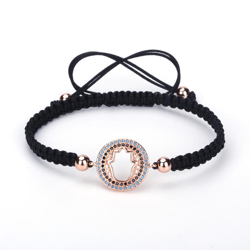 

Hot Sale Pave CZ Round Hand-woven Bracelets For Women Crystal Jewelry Charms Bracelets Adjustable Bracelet Rose Gold Sliver