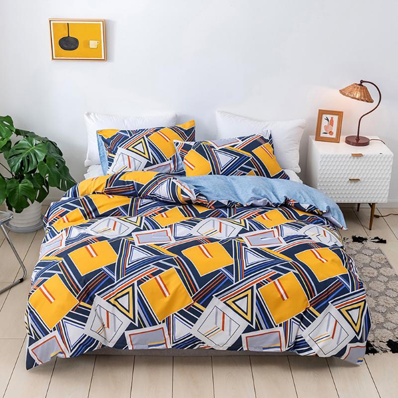 

Geometric Flower Plants Bedding Set Kids EU single Bed Cover Bedclothes Polyester Children Bed Duvet Cover Set for Adults, No.3