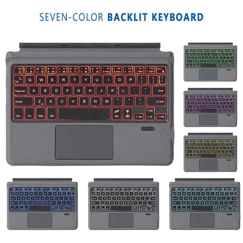 

2020 New Wireless Keyboard Bluetooth Energy Saving Keyboard Mini 7 Colors Backlit Keypad For Surface Go
