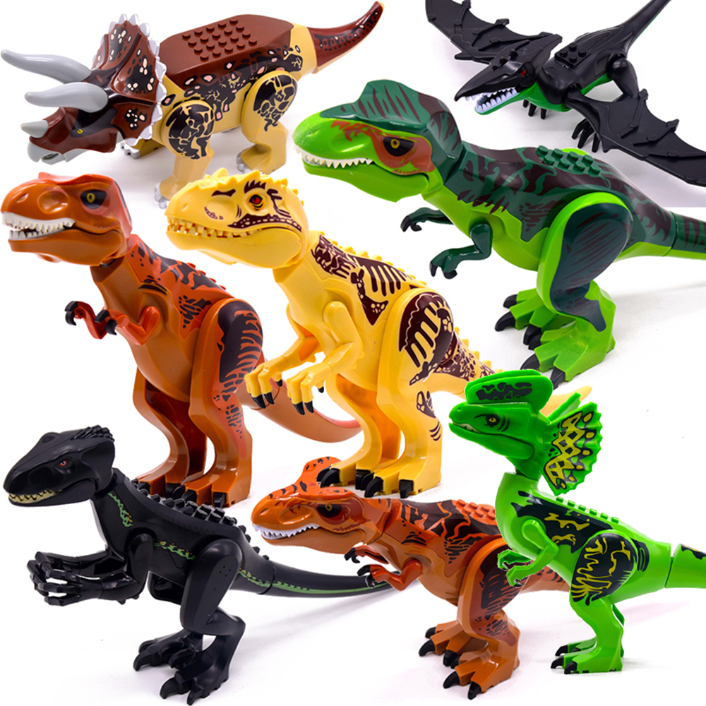 

Jurassic World 2 Dinosaur Brutal Raptor Minifig Figures Army Compatible Building Blocks Mini Bricks Dino Car City Toys For Children Boys
