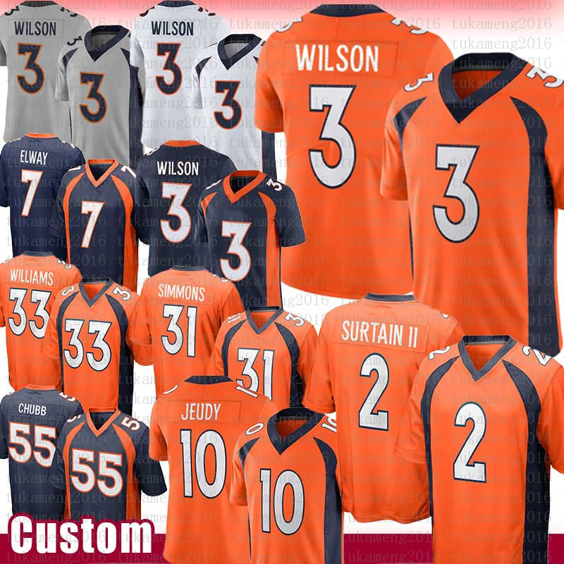 

3 Russell Wilson Patrick Surtain II 10 Jerry Jeudy Football Jersey Peyton Manning Justin Simmons Javonte Williams Teddy Bridgewater Bradley Chubb Courtland Sutton, Orange