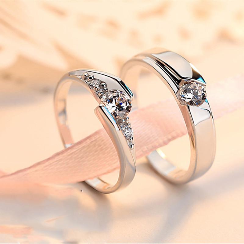 

Buyee 100% 925 Sterling Silver Couples Ring Sets Women 0.5ct Shiny Zircon Classic Wedding Ring for Men Women Engagement Jewelry