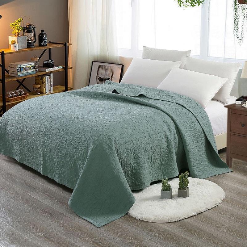 

CHAUSUB Quality Bedspread Quilt 1PC Sand Washing Cotton Quilts Embroidered Quilted Coverlet 200*230cm Soft Blanket 6-Colors1, Gray