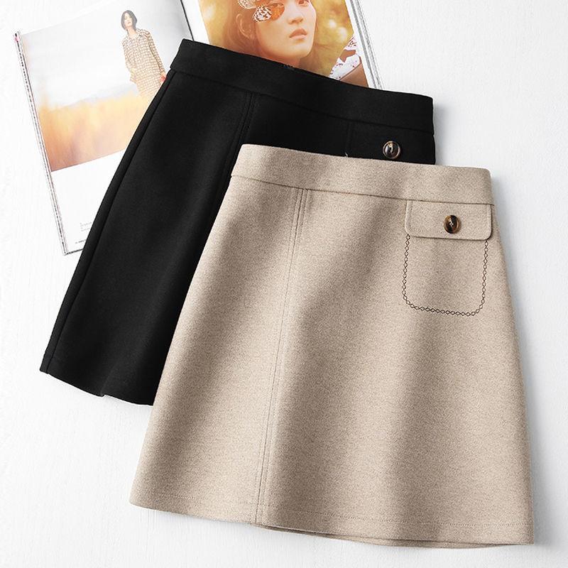 

Autumn Winter Woolen Mini Skirts for Women High Waist Korean A-Line Shorts Skirts School Uniform Black Beige Kawaii Faldas Mujer