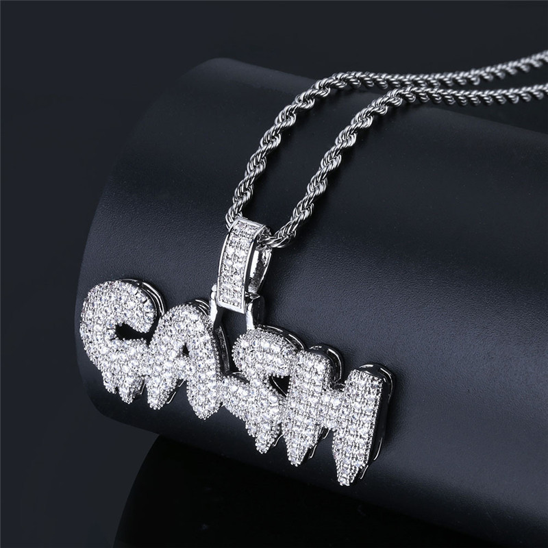 

Stone Hip Hop Pendant Iced Out Letters with Gold Chain Aaa Zircon 2 Colours of Men Q2ig
