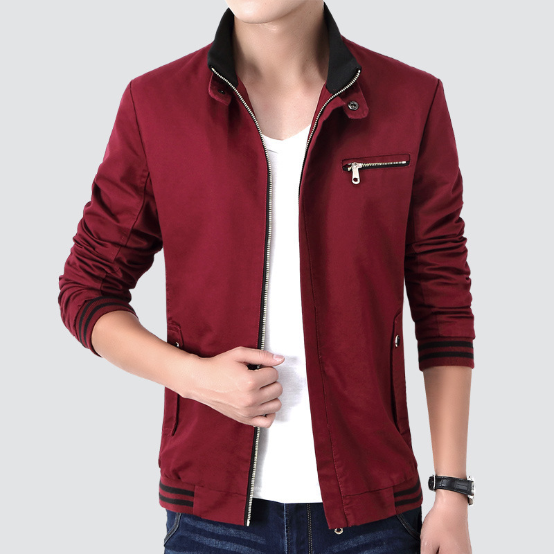 

Uniform Baseball Jacket Autumn Winter Korean Version, Casual, Trend, Collar, Thin Men's Jacket. Tua5, Red.
