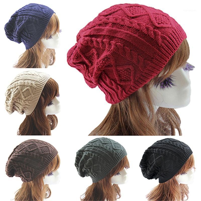 

Fashion New 2020 Hot Selling Lady Women's Knit Winter Warm Crochet Hat Braided Baggy Beret Beanie Cap1, Black