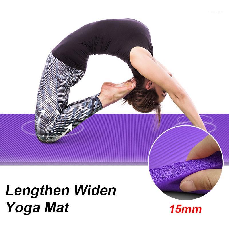 

NBR Yoga Mat 15mm Thickess Non-Slip Slim Yoga Mats Pilates Men Women Foldable Tasteless Fitness Sport Home Exercises Pad1, Blue