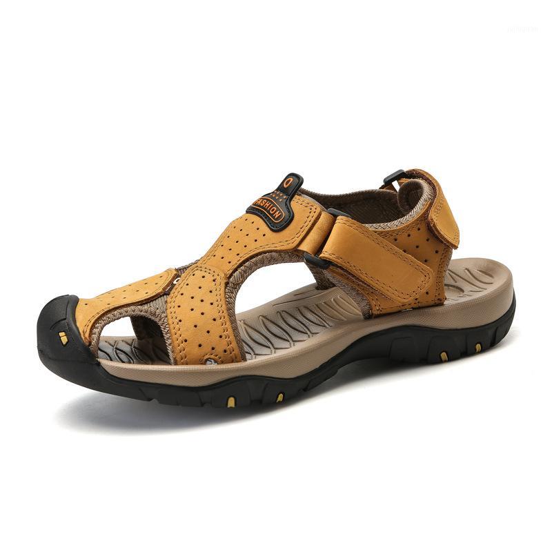 

New Fashion Summer Beach Breathable Men Sandals Genuine Leather Men's Shoes Man Casual Shoes Plus Size 38-451, Black