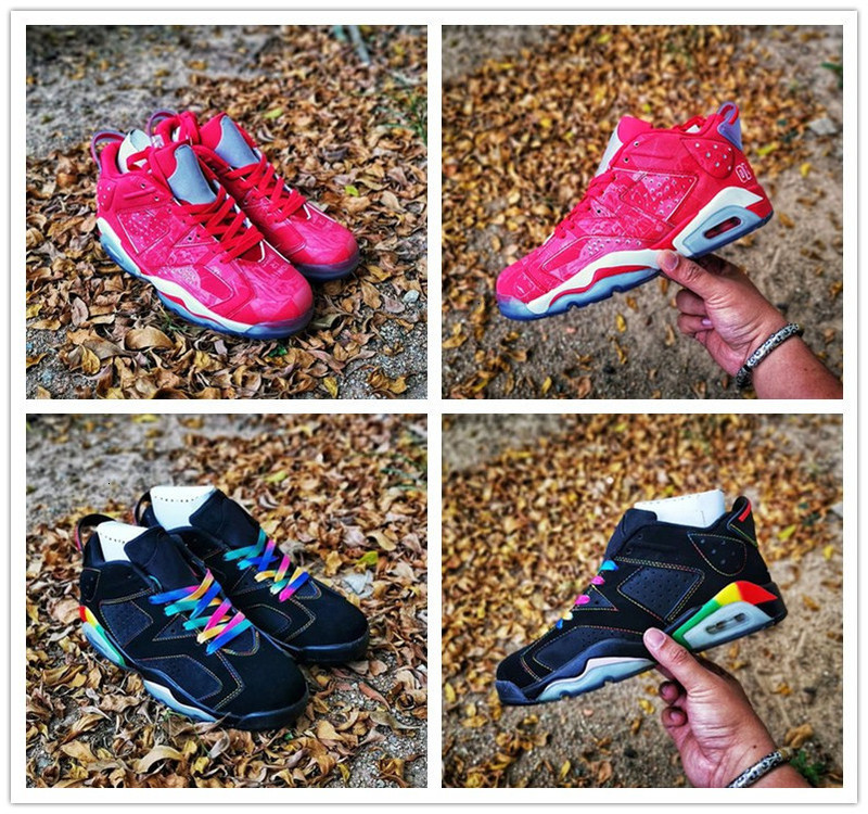 

Low 6 x Slam Dunk men women basketball Varsity Red White Rainbow Colorful Black fashion Mens Ladies Sports shoes athletic sneakers, Shipping link