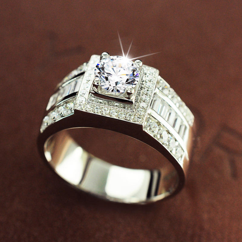 

Size 8-13 Hot sale Jewelry 10kt white gold filled white topaz Gem Men wedding simulated Wedding Engagement Ring set gift 56 N2, Silver