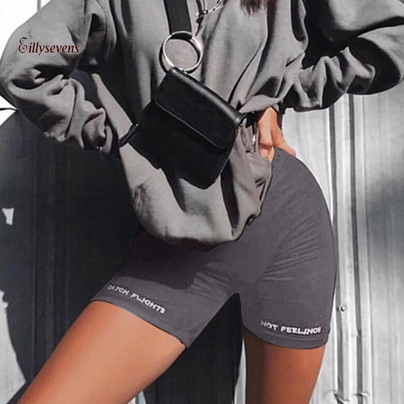

Fashion Short Pants Women Alphabet Printing Pants Sports Short Feminino Casual Lady High Waist Ropa De Mujer, Black