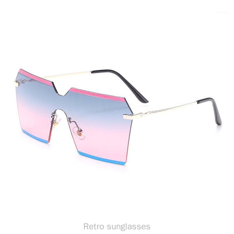 

Sunglasses Vintage Oversized Rimless Women Luxury Diamond Sun Glass Square Gradient Rhinestone Fashion Eyewear UV400 FML1
