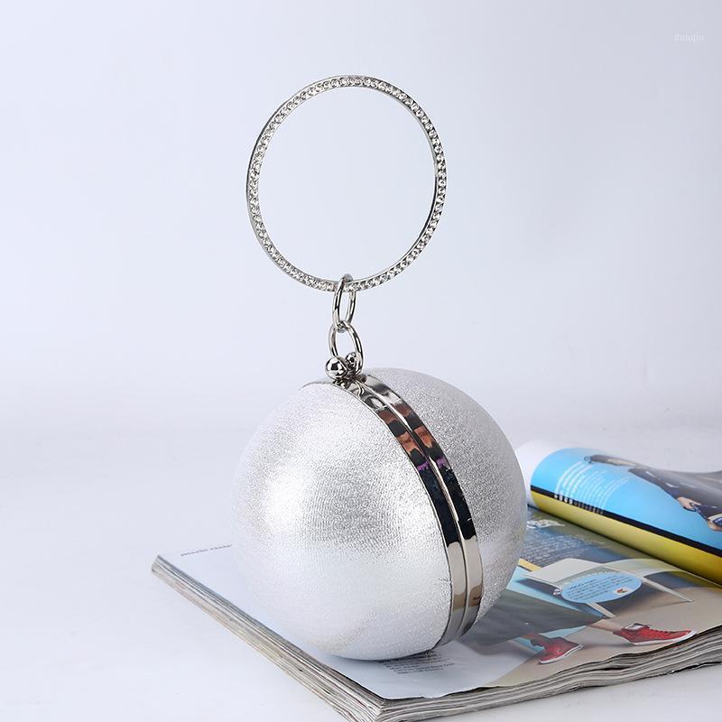 

2020 Women Evening Bags PU Shoulder Clutch Bag Gold Silver Color Spherical Dinner Party Bags Small Purses Handbag Bolsos Mujer1, Black