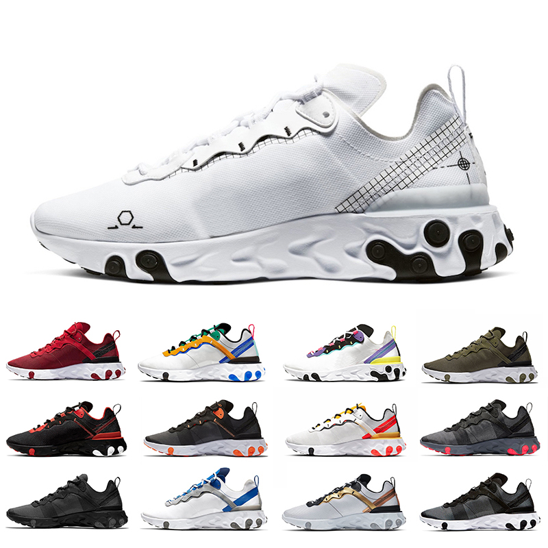 

Cheap Schematic react 55 mens running shoes 55s Script Tour Yellow Taped Seams Black White Metallic Gold men women trainers sports sneakers, Color#11