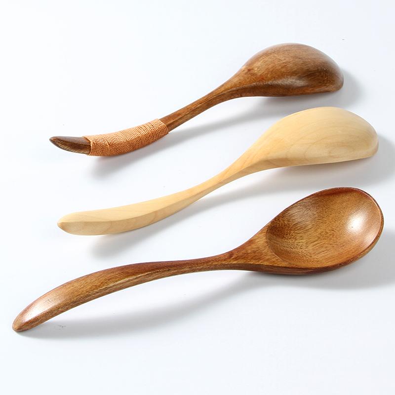 

Wooden Spoon Kids Soup Spoon Long Wood Rice Soup Dessert Bamboo Kitchen Cooking Utensil Tool Tableware