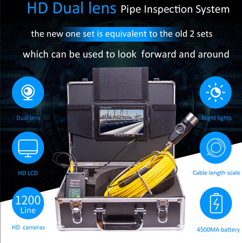 

7 Inch LCD 42mm HD Dual Lens IP68 Waterproof Pipe / Wall Sewer Drain Endoscope Inspection Camera System 20m Cable