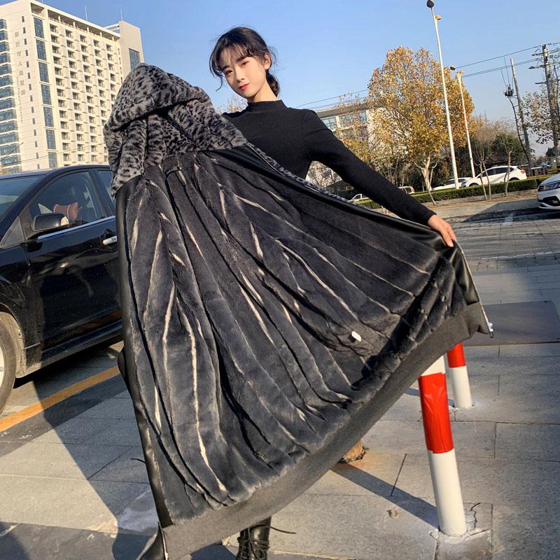 

Fur & Faux Fur Outerwear Double sided Cashmere Women' Coat 2020 Winter Warm Hooded Casual High-quality Women Coat JK245, Black