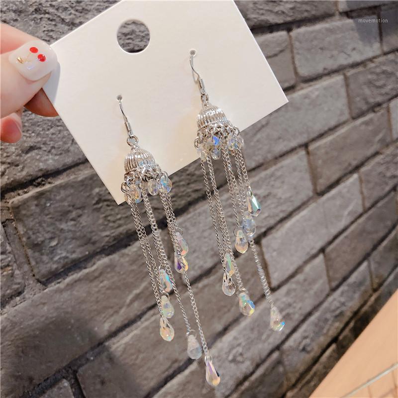 

New Woman Drop Earrings Shiny Crystal Cute Windbell Long Link Tassel Dangle Earrings Fashion Accessories Trendy Jewelry1